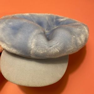 Blue fuzzy cabbie hat